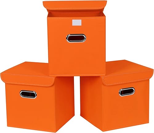 Vista 30 de Organizadores de armario de tela con tapas, cesta organizadora de almacenamiento plegable con asas, cajas de almacenamiento para almacenamiento