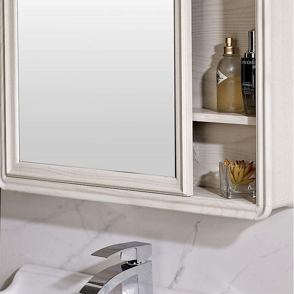 Sliding Mirror Cabinet Wall-Mounted Mobile Door Bathroom Storage Objective Lens Cabinet Free of Punching