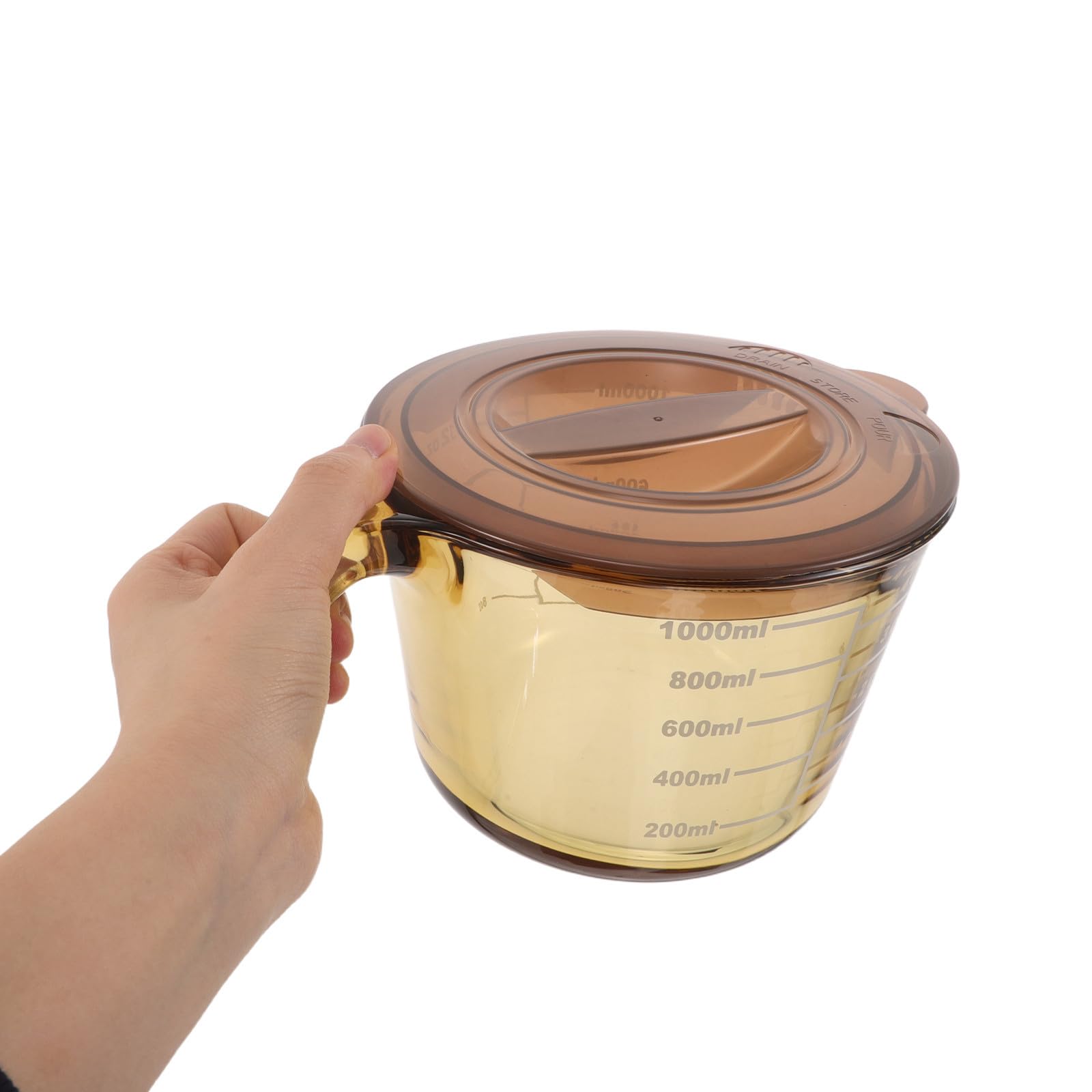 BESTOYARD Taza Medidora de Vidrio Resistente al Calor con Tapa y Escala Precisa de 1000ml para Cocina y Repostería Hogar