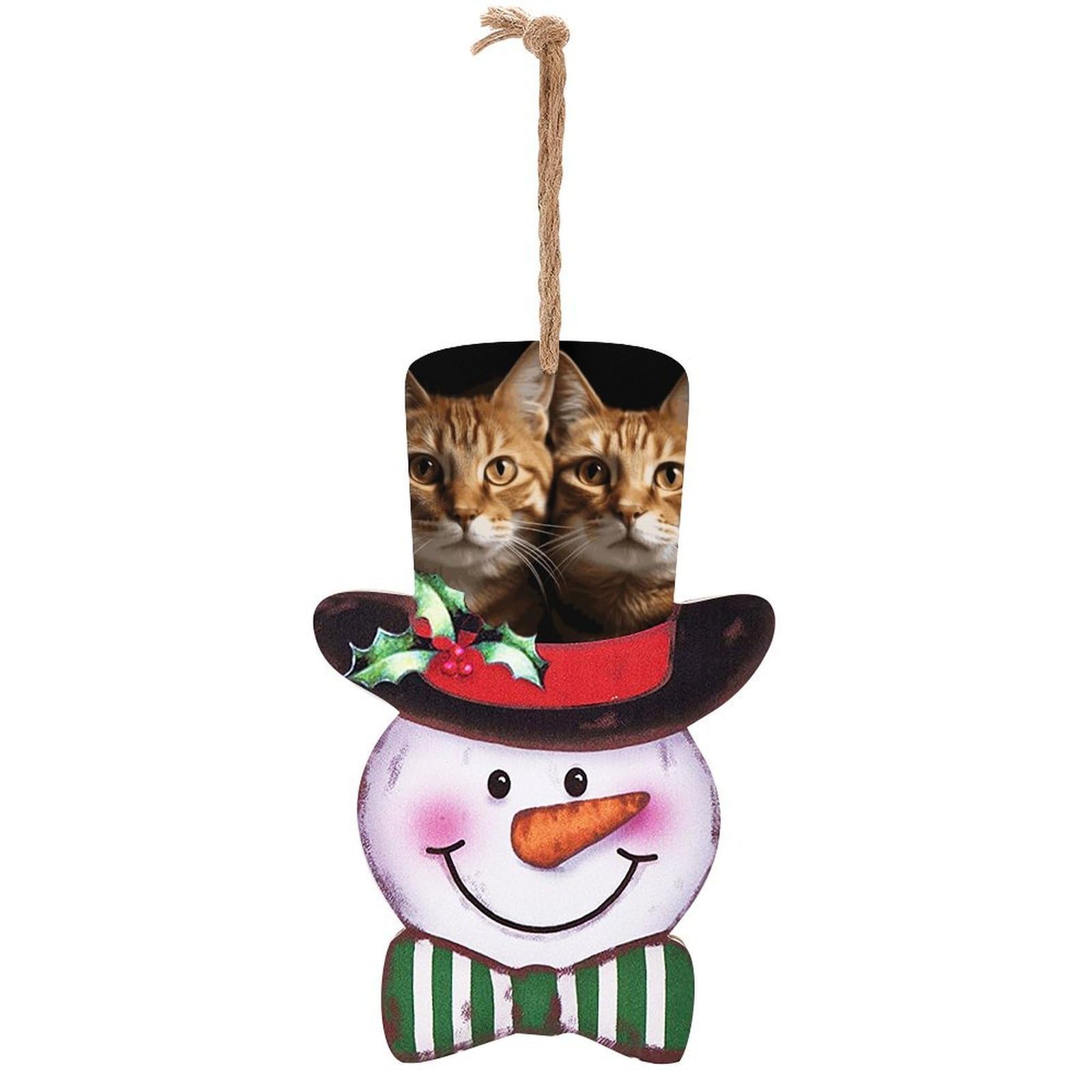 Cats Snowman Decor Christmas Snowmans Hanging Decors Wooden Exquisite Holiday Decoration Sign for Home Window Wall Farmhouse Indoor Outdoo