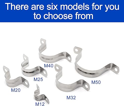 Miniatura 4 de Abrazaderas de conducto de acero inoxidable 304, correa rígida de tubo de 2 agujeros, soporte en U de metal resistente (10 piezas, 1.575 in)
