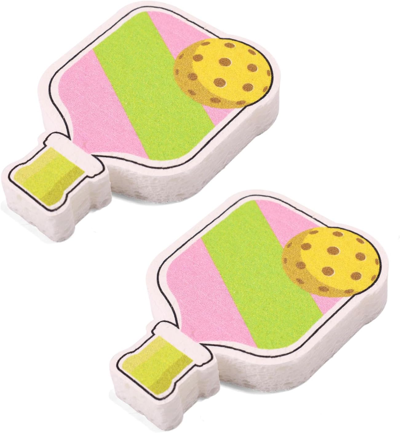 BOXOB 2pcs Pickleball Themed Pressed Wood Pulp Sponges, Reusable Kitchen Cleaning Sponges for Dish Washing, Funny Pickleball Gift and Kitchen Cleaning Accessories for Home, Bathroom, Car