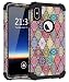iPhone Xs Max Case, Hocase Shockproof Heavy Duty Protection Hard Plastic Cover+Silicone Rubber Case Hybrid Dual Layer Protective Phone Case for iPhone Xs Max 2018 - Mandala Flowers/Black
