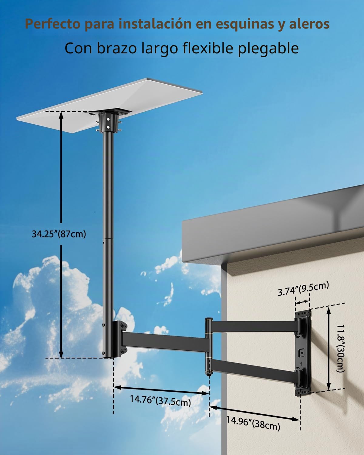 Starlink - Soporte de pared largo V3 ajustable de 360°, soporte de pared largo pivotante resistente, kit de montaje de poste Starlink Gen3 con adaptador de tubo Gen 3 para kit de Internet Gen3