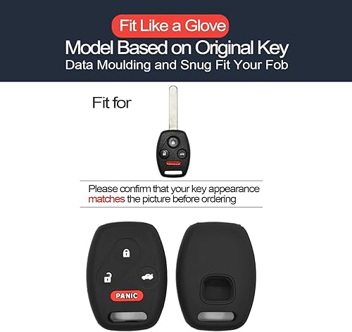Miniatura 2 de INFIPAR 2 piezas compatibles con Honda Remote Head 4 Botones de Silicona Negro FOB Funda protectora de llave sin llave Soporte remoto para Honda