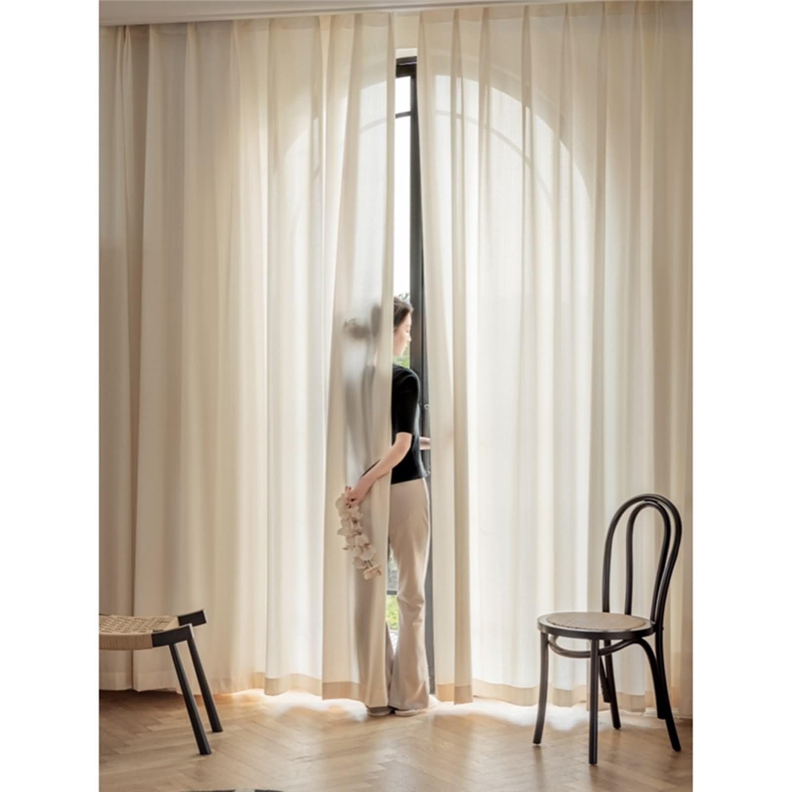 Rideaux texturés lot de 2 avec œillets en polyester uni pour salon moderne 102x214 cm