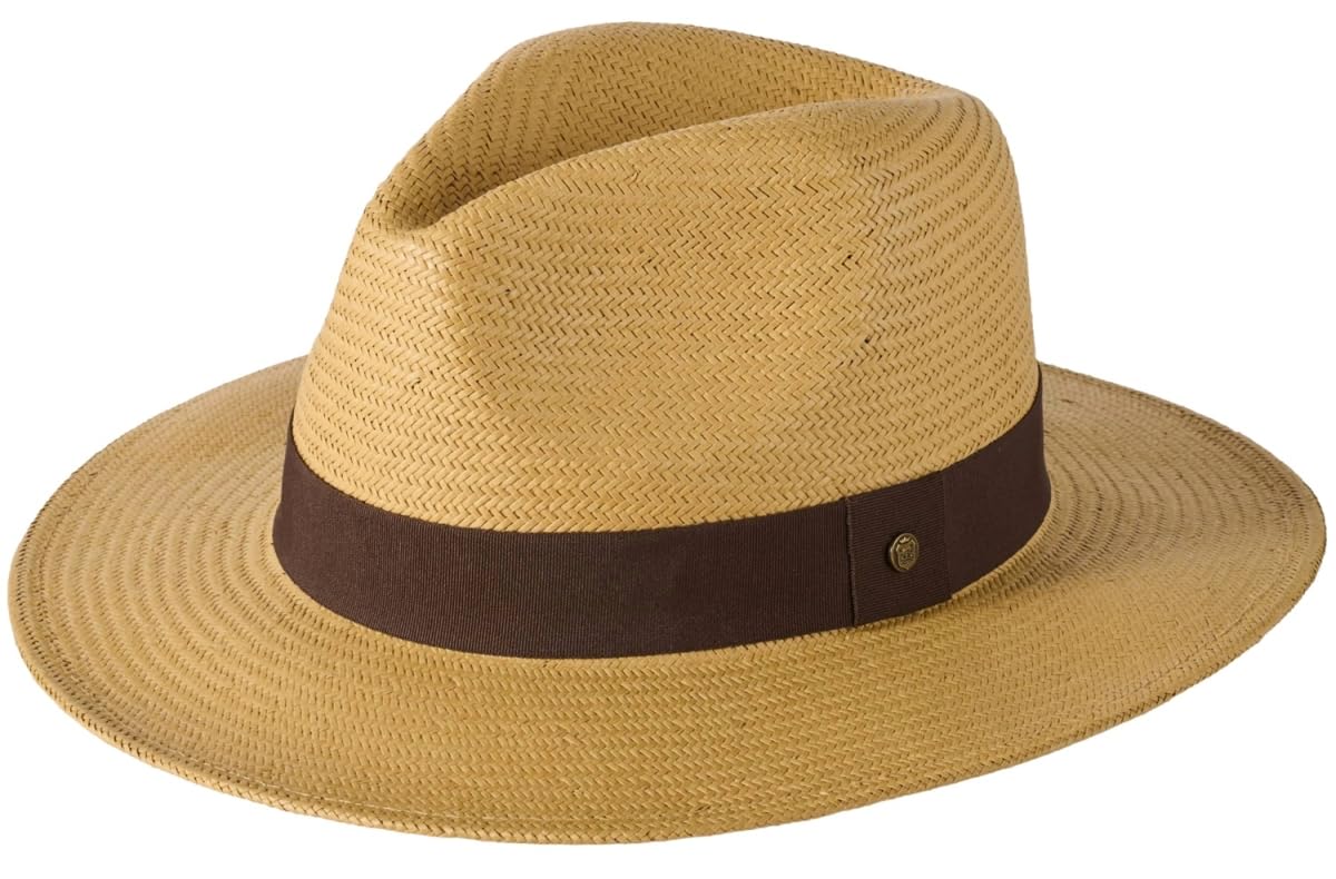 Failsworth Men's Tan Toyo Premium Paper Straw Fedora Hat - Large (59Cm)