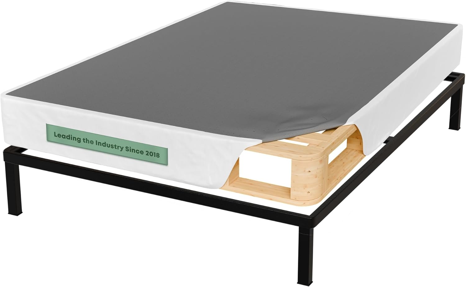 Treaton, Unassembled King Bed – 8-Inch Wood Box Spring Only – Amish Made in USA – Quiet Noise-Free Replacement Mattress Foundation – Packed Flat, Easy Assembly (White)