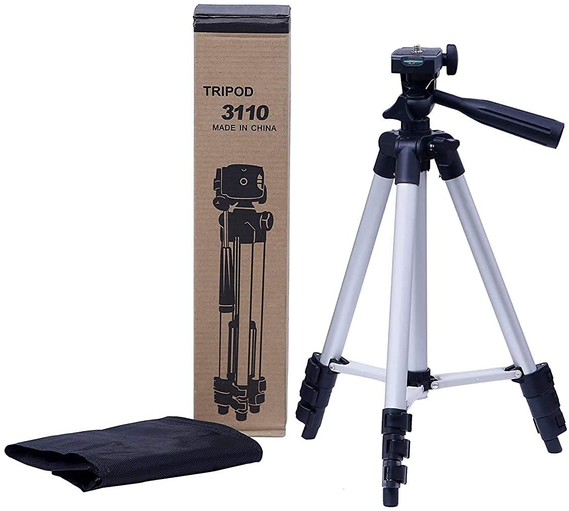3110 Aluminum Telescopic TriPod for iPhone/Samsung/Smartphone/Action Camera (Silver)