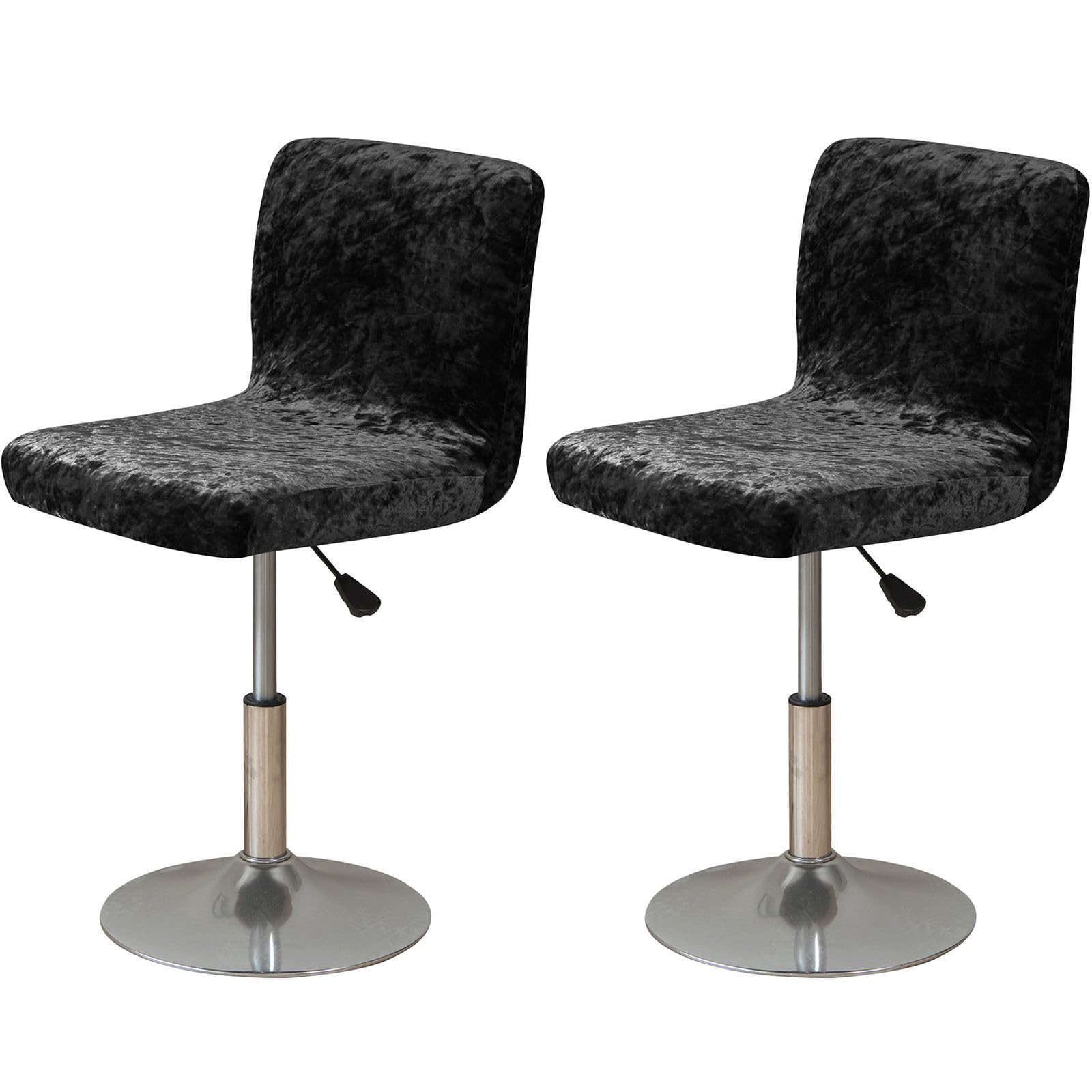 ZRCYXDW Bar Stool Covers, Crushed Velvet Swivel Bar Stool Chair Covers Soft Stretch Pub Counter Stool Covers Non Slip Stool Cover For Swivel Barstool Chair Seat-black-2 pack