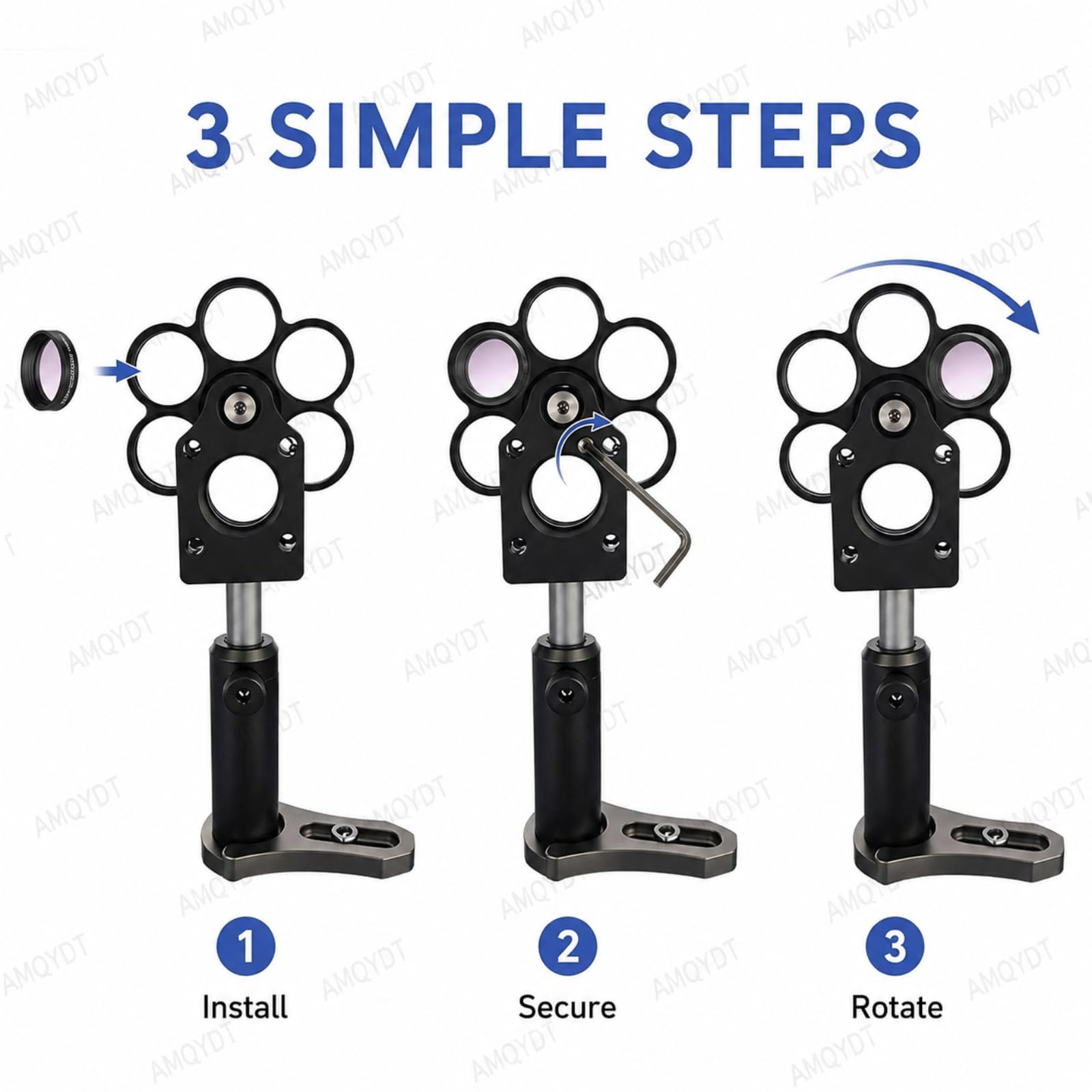 Rueda De Filtros De 6 Posiciones, Soporte para Rueda De Filtros Tipo Jaula, Montura Coaxial De 30 Mm con Opciones De Tamaño Dual De 12,7 Mm/25,4 Mm para Experimentos 25.4mm