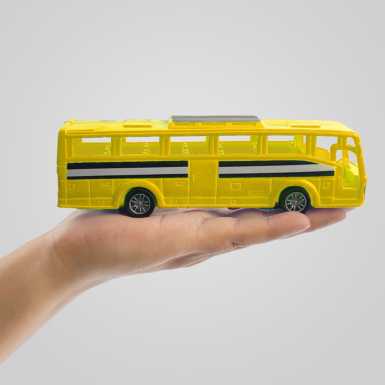 NHR Plastic Friction Powered Toy Bus for Kids, Yellow Car for 2+ Kids 1