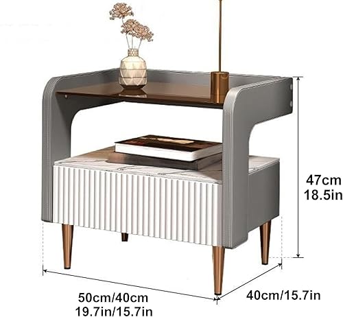 Miniatura 2 de FQMYLTYN Moderna mesita de noche de madera maciza con cajón, mesa de noche de madera de primera calidad, mesa auxiliar, Mesita de Noche para