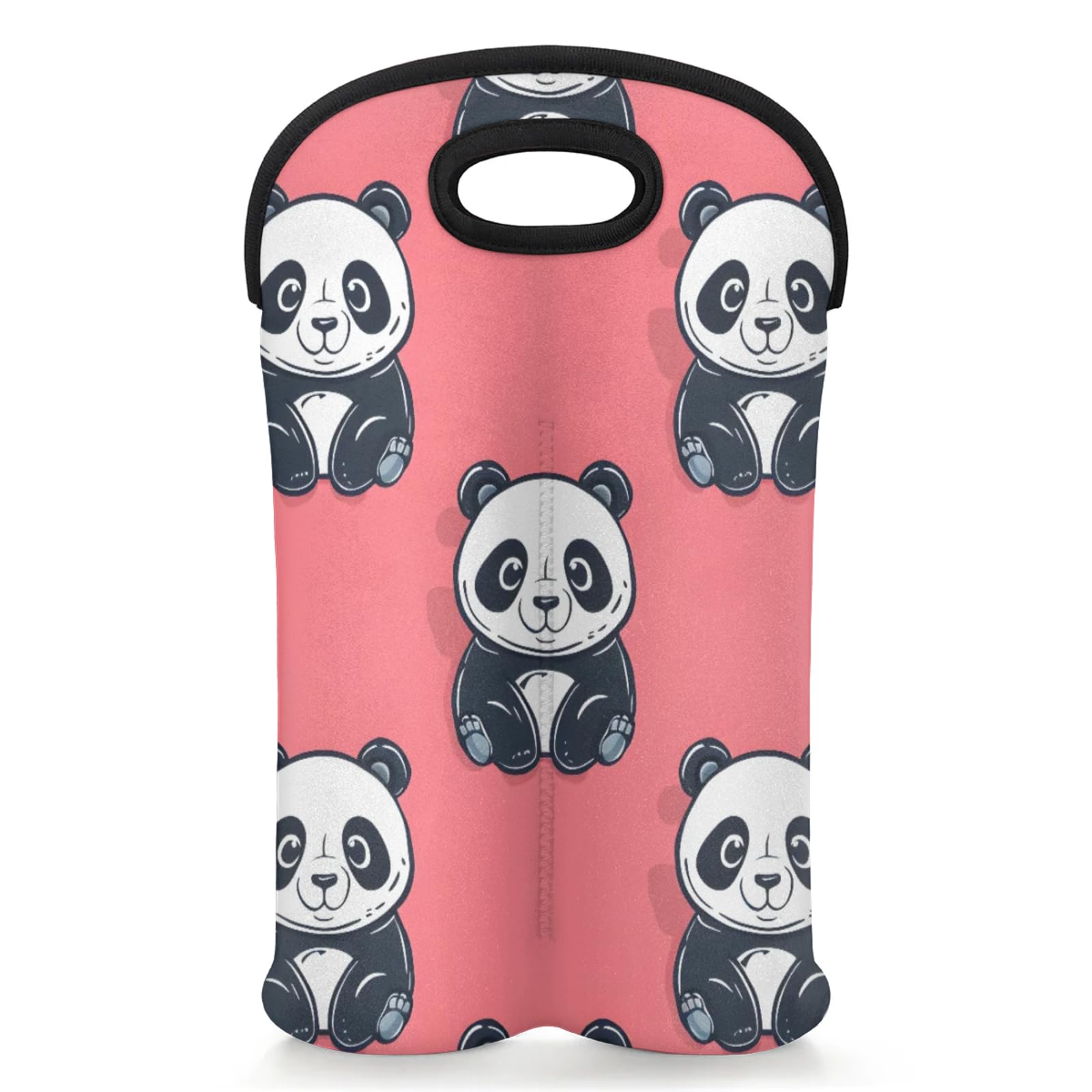 GzLeyigou 2 Bottles Cartoon Pandas Wine Bag Sleeve Totes Neoprene Protective Wine Carrier Bag for Wine,Water, Champagne, Beer, Baby Bottles,Gift 14.5 x 10 Inches