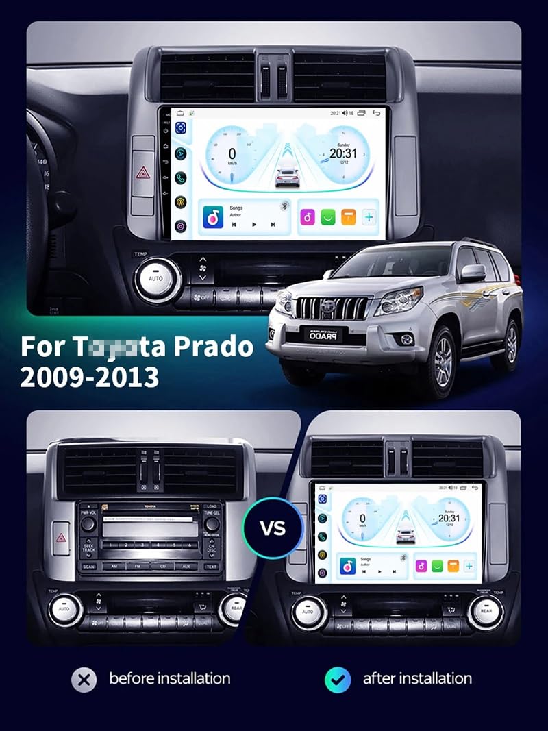9-calowy dotykowy radio GPS dla Land Cruiser Prado 150 2009-2013, obsługuje BT WiFi Mirror Link 4G sterowanie z kierownicy(HM610 8 Core 4G+Wifi 8+128GB)