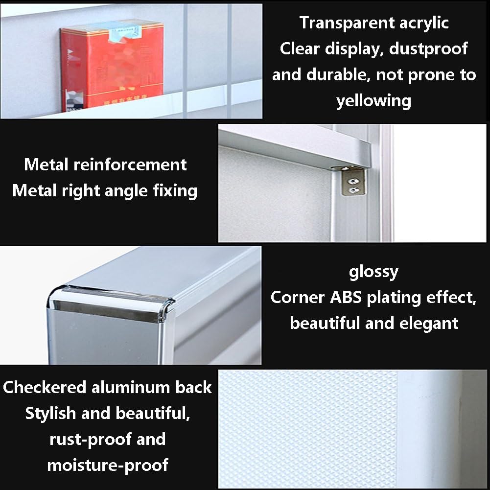 Wall-Mounted Cigarette Display Holder - Aluminum Retail Organizer Cabinet for Stores, Shops & Markets, Clear Color, 40x60x6.7cm - Convenient Cigarette Storage Solution