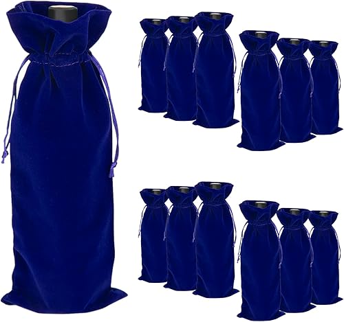 Miniatura 8 de TOPTIE 12 bolsas de terciopelo de regalo para botella de vino de 25.4 fl oz, bolsas de cordón de 6.3 x 15 pulgadas, accesorios de fiesta de Navidad