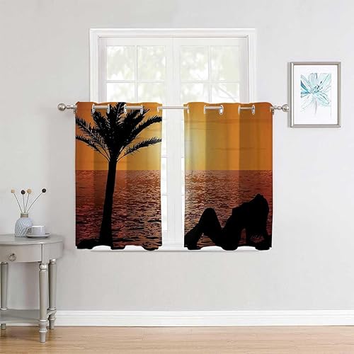 Miniatura 2 de Cortina para Dividir Habitacion - Cortinas cortas temporales para pasillos, cortinas opacas con ojales, 55 pulgadas de ancho por 55 pulgadas de