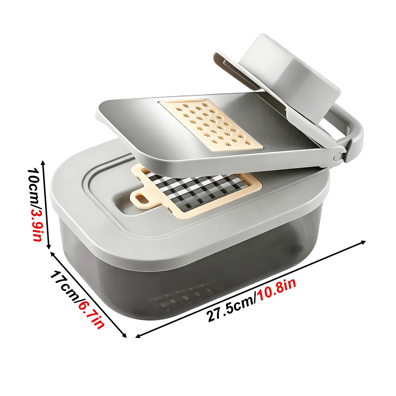 Mandolina de Cocina Profesional 9 en 1 De Acero Inoxidable, Picadora Verduras 9 en 1, Protector Manos Resistente, con Recipiente y Cuchillas Intercambiables Acero Inoxidable