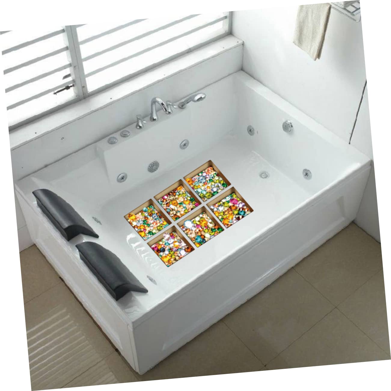 SOLUSTRE 6Pcs Bathtub Stickers Non Slip Decals for Bathroom Wall Decoration Tread for Smooth Surfaces Easy to Install and Removable