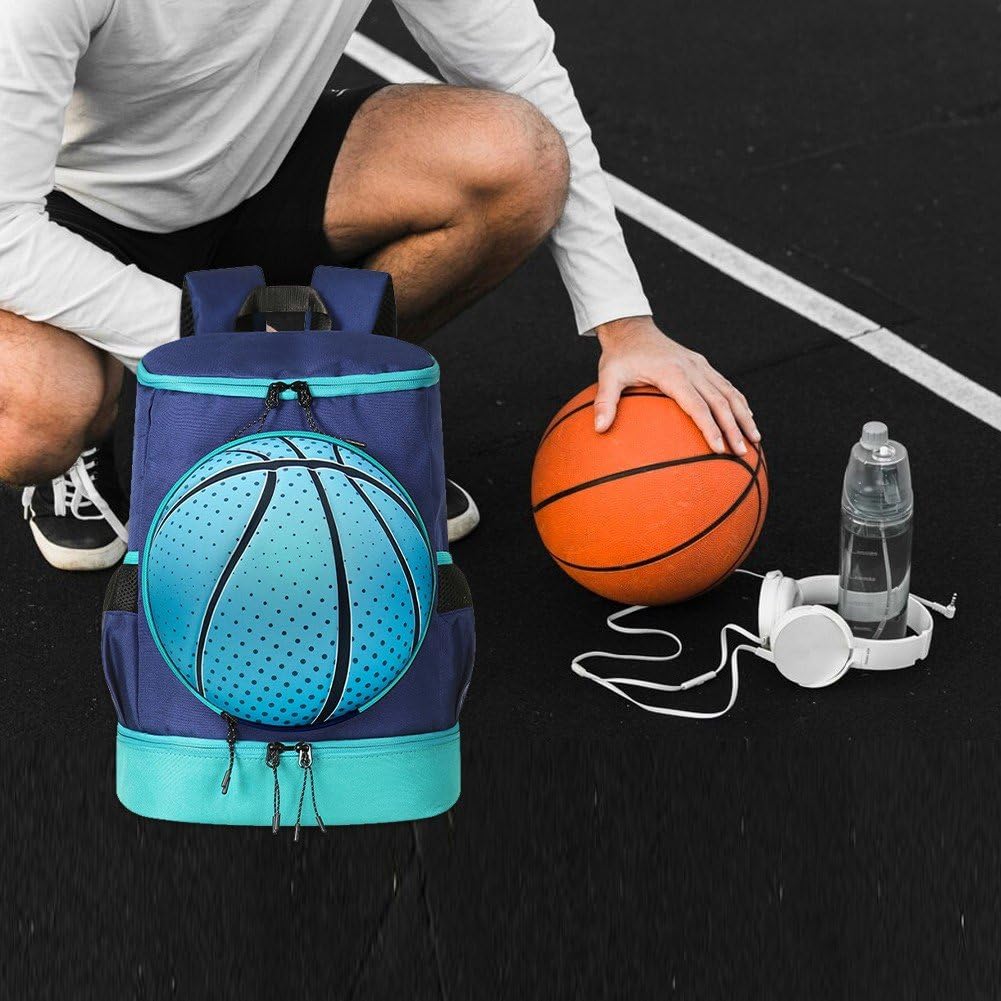 Sac à Dos de Basket-Ball pour Enfants, Grand Sac de Sport avec Compartiment pour Ballon et Chaussures, idéal pour Le Basket-Ball, Le Football, Le Volley-Ball, la Natation