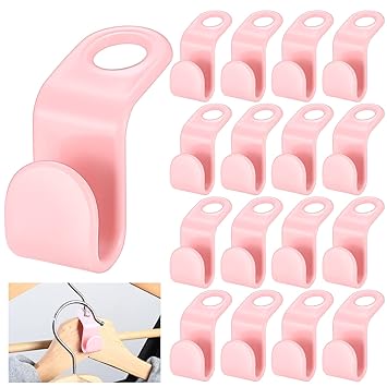 65 Pcs Clothes Hanger Connector Hooks, Cascading Hangers Extender Clips, Space Saving Hanger Closet Organizer Hooks, Cascading Connection Hooks for Shirt Clothes Coat Hangers - Pink