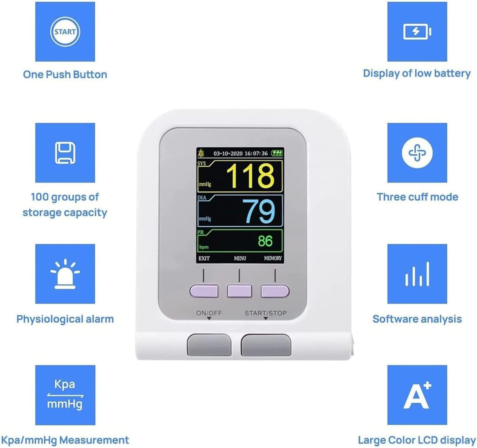 Esfigmomanómetro Electrónico Veterinario, Monitor Digital de Presión Arterial Veterinario, Medición de La Presión Arterial de Mascotas con 3 Manguitos, Pantalla LCD de 2,8 Pulgadas, para Perros/Gatos