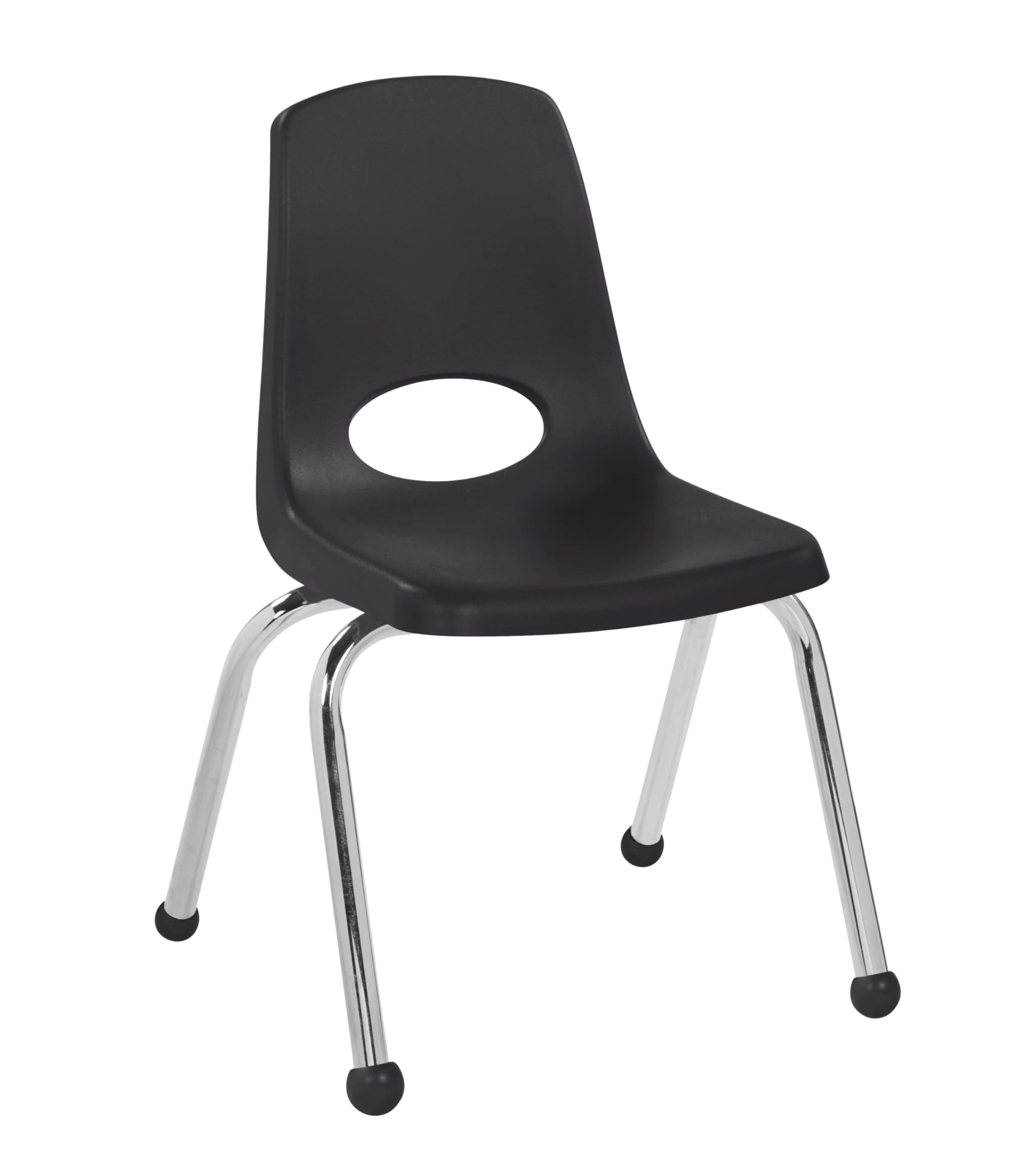 FDP 14" School Stack Chair,Stacking Student Seat with Chromed Steel Legs and Ball Glides for Classroom, Homeschool or Learning Space - Black, 11557-BK