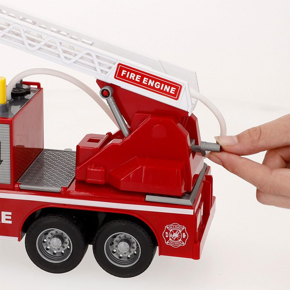 ColorBaby Speed & Go Camión Bomberos Juguete, con Luces y Sonidos, Grúa y Manguera interactivas, Agua de Verdad, Sistema de fricción, Escala 1:14, Rescate, para niños a Partir de 3 años (39063)