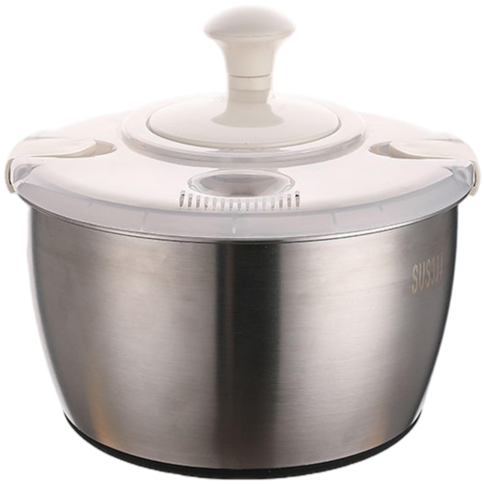 Centrifuga per insalata Centrifuga per lattuga in acciaio inossidabile a doppio strato da 5 litri e PP con coperchio e manico rotante Lavatrice multiuso per frutta verdura ad asciugatura rapid