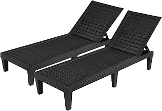 VINGLI Outdoor Chaise Lounge Chair Set of 2, Waterproof Outdoor Lounge C...