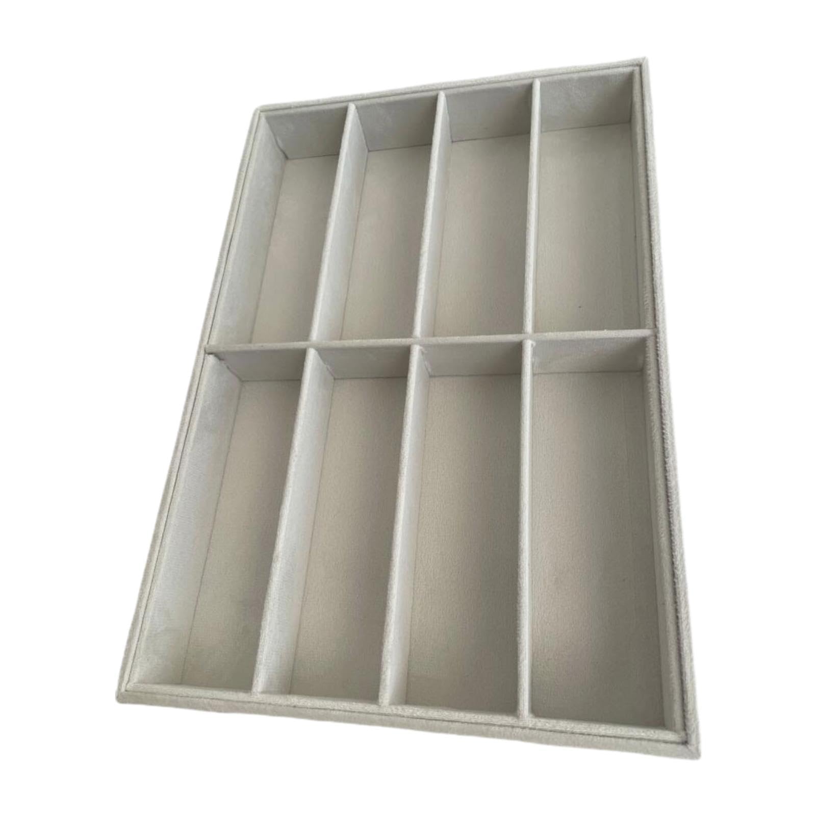Plateau de rangement lunettes velours avec compartiments de protection beige