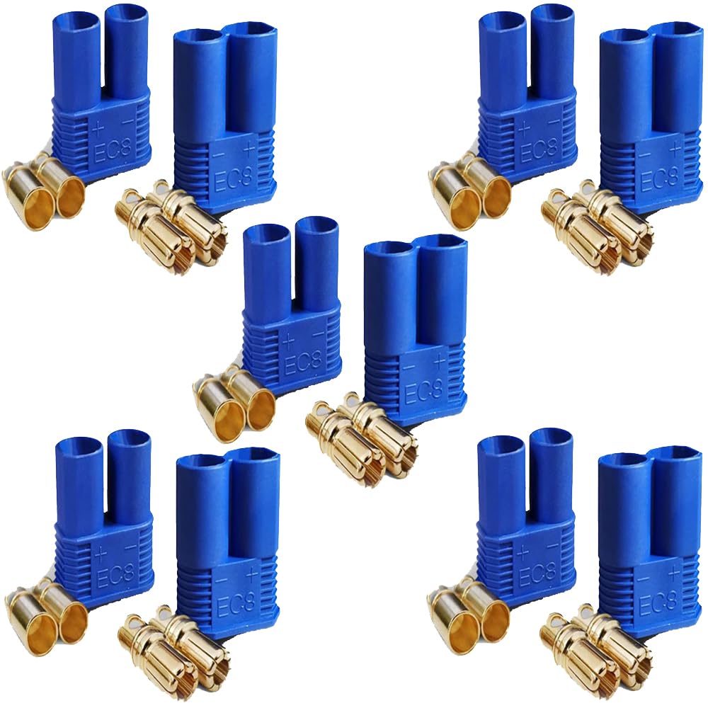Maihuijia 5Pairs EC2 EC5 EC8 Banana Bullet Male Female Connector Plug Adapter for Battery (EC8)