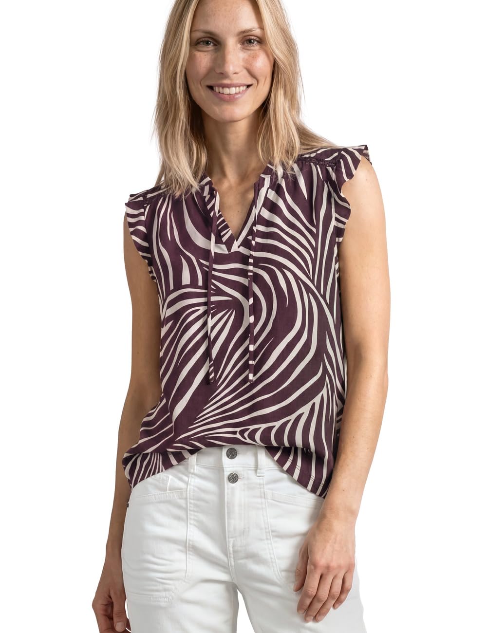 Street One Damen 3230807 Top mit Strukturmix und Crochet-Details (1er Pack)
