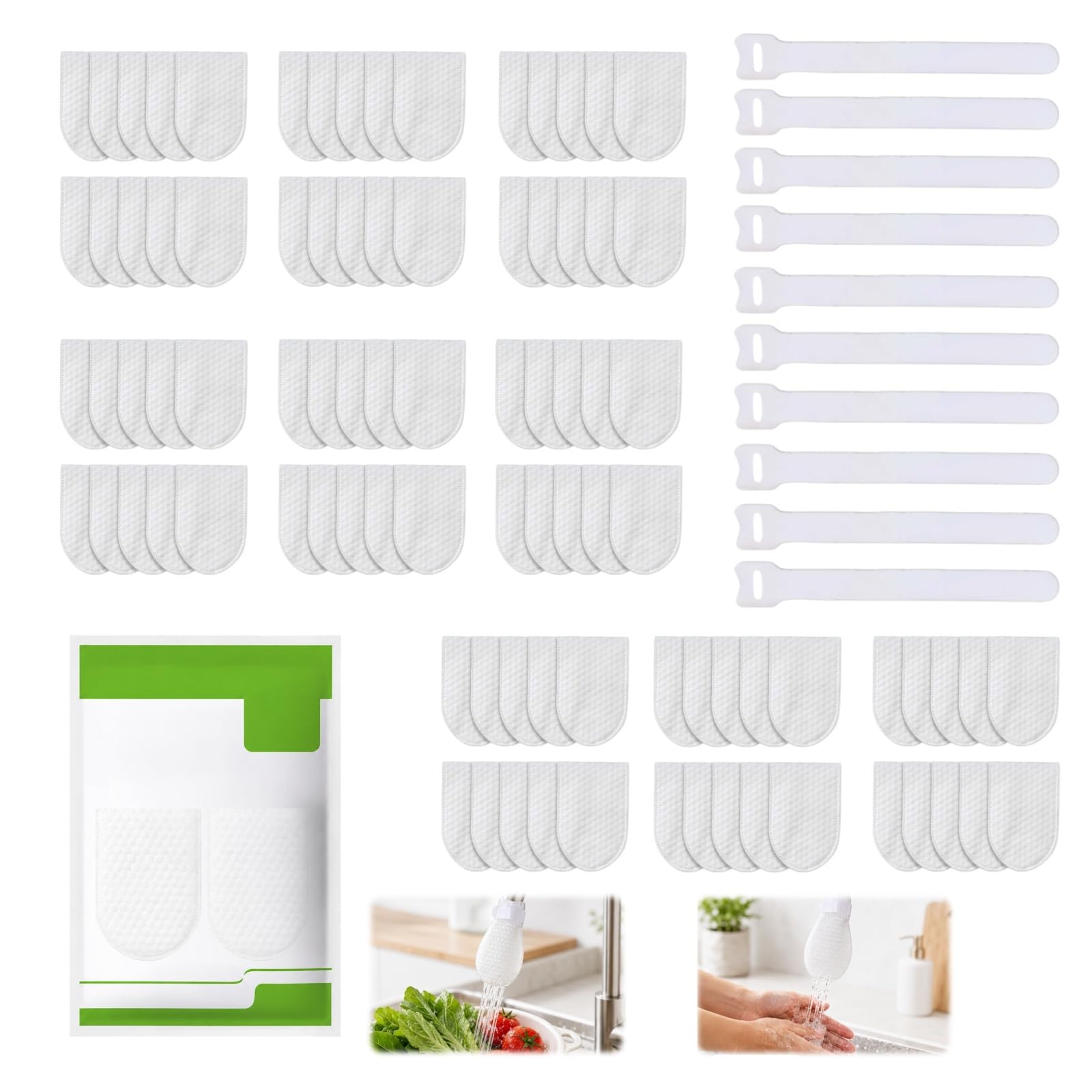 Faucet Filter Cotton Bag, Faucet Filter Bag for Filtering tap Water, Splash-Proof Non-Woven Material for Filtering Rust, Silt and Sediment, Groundwater Purifier for Home (100pcs)