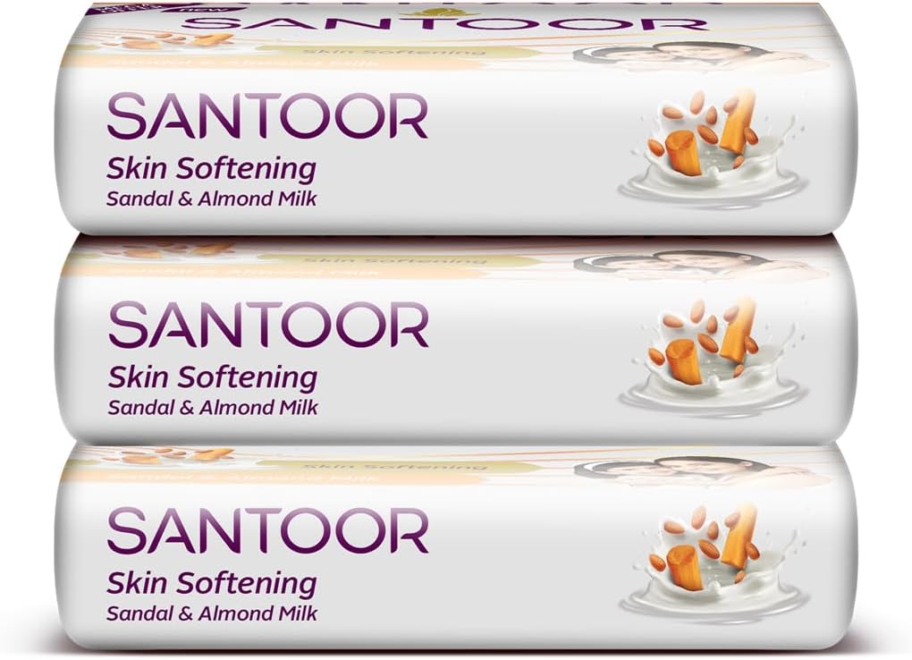 Skin Softening Sandal & Almond Milk Bathing Soap with Nourishing & Anti-Aging Properties| For Smooth & Soft and Younger-Looking Skin| For All Skin Types|150G X3
