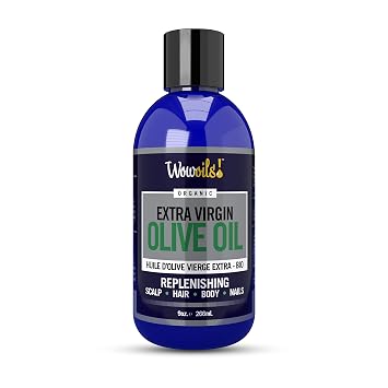 Extra Virgin Olive Oil for Hair Shine & Smoothening - Repair Dry, Damaged Hair, Reducing Frizz & Mending Split Ends, Suitable for Scalp, Nails & Body Moisturizer, 9 Oz