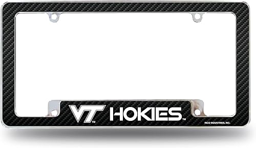 Miniatura 119 de Rico Industries NCAA Carbon Fiber 12" x 6" Chrome All Over Automotive License Plate Frame for Car/Truck/SUV