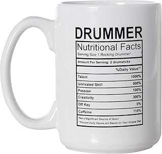 Gift Idea Drummer Nutritional Facts Ingredients Label Mug Drummer Musician Mug 15oz Double-sided Coffee Tea Mug L746p4 93239