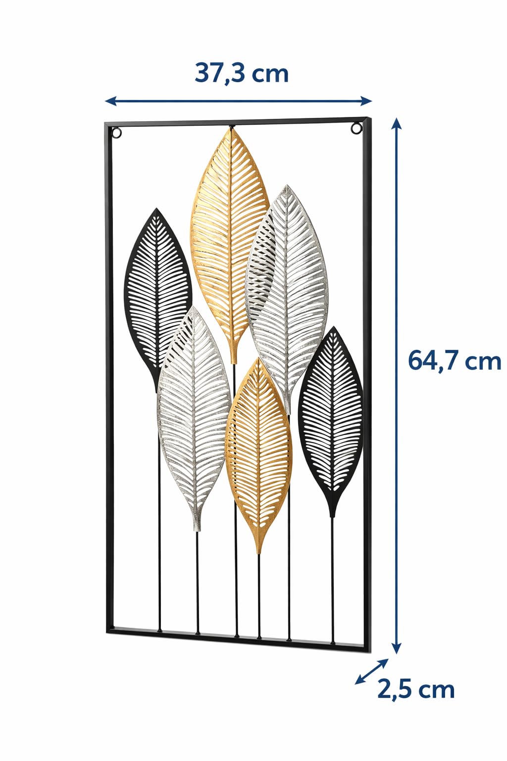 Generisch Wanddeko Metall Modern – Deko für Wohnzimmer, Schlafzimmer & Flur – Elegante Dekoration mit Blätter Design – Hochwertige Wanddekoration – Stilvolle Wandkunst (64,7 x 37,3 cm)