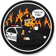 Tactical Patch - This is Fine Police PVC Morale Patch - Heavy Duty USA American Funny Patriotic Patches for Military, Police, Army, Caps, Jackets, Pants, Gear This is Fine PD