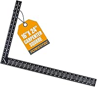 Vista 1 de POWERTEC Cuadrado para enmarcar, cuadrado de carpintero de acero de 16 x 24 pulgadas con mesas de viga, herramientas de marco y regla de ángulo