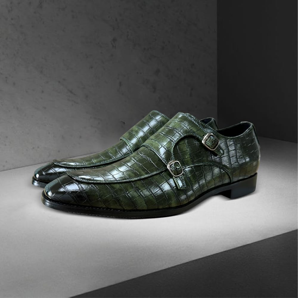 Mens Double Monk Strap Slip on Loafer Leather Formal Business Casual Comfortable Dress Shoes for Men - Image 8