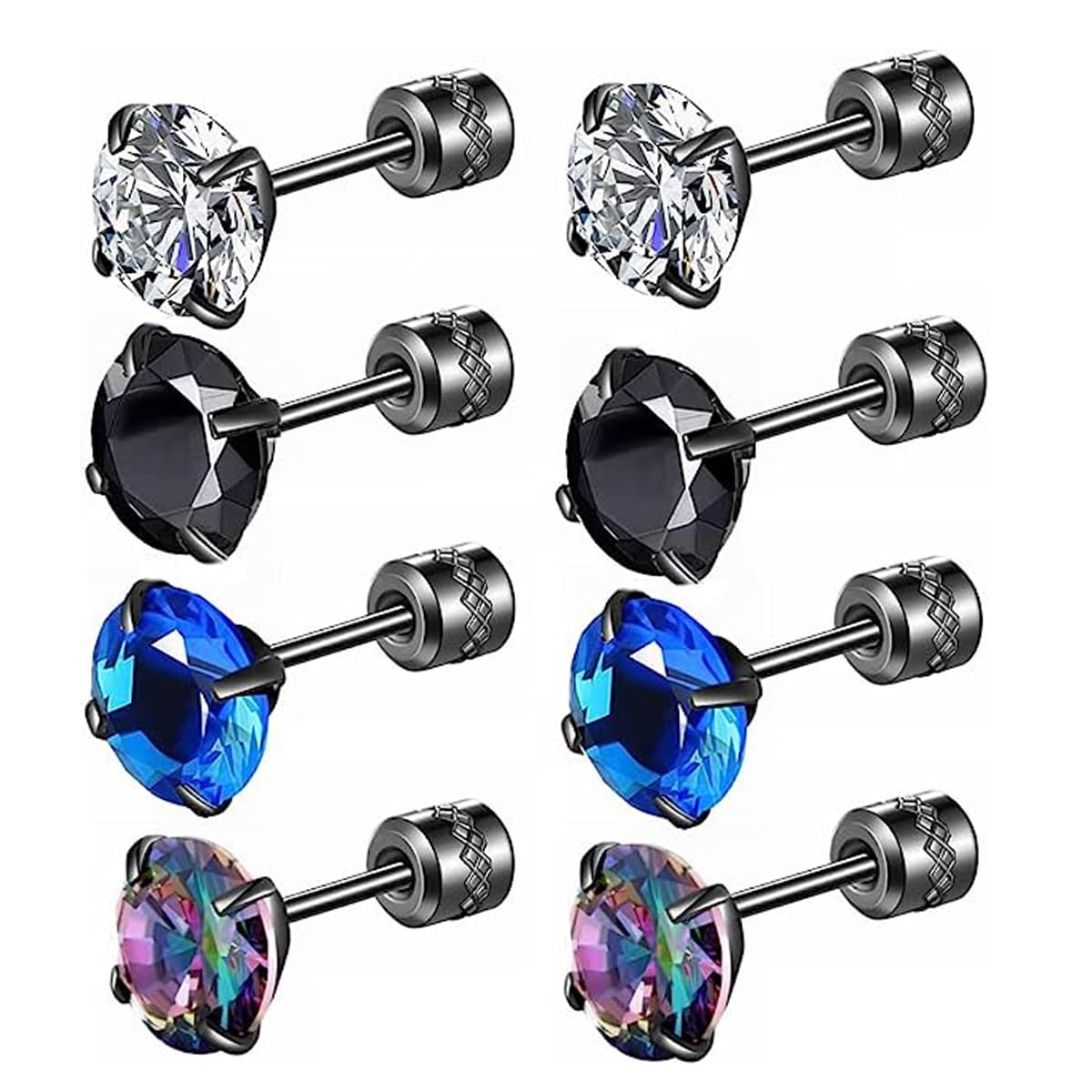 pinkpin Stainless Steel Earrings Stud Dumbbell Stud Earrings Set for Men Women Cute Ear Studs Hypoallergenic Earrings Trendy Studs-picture-18