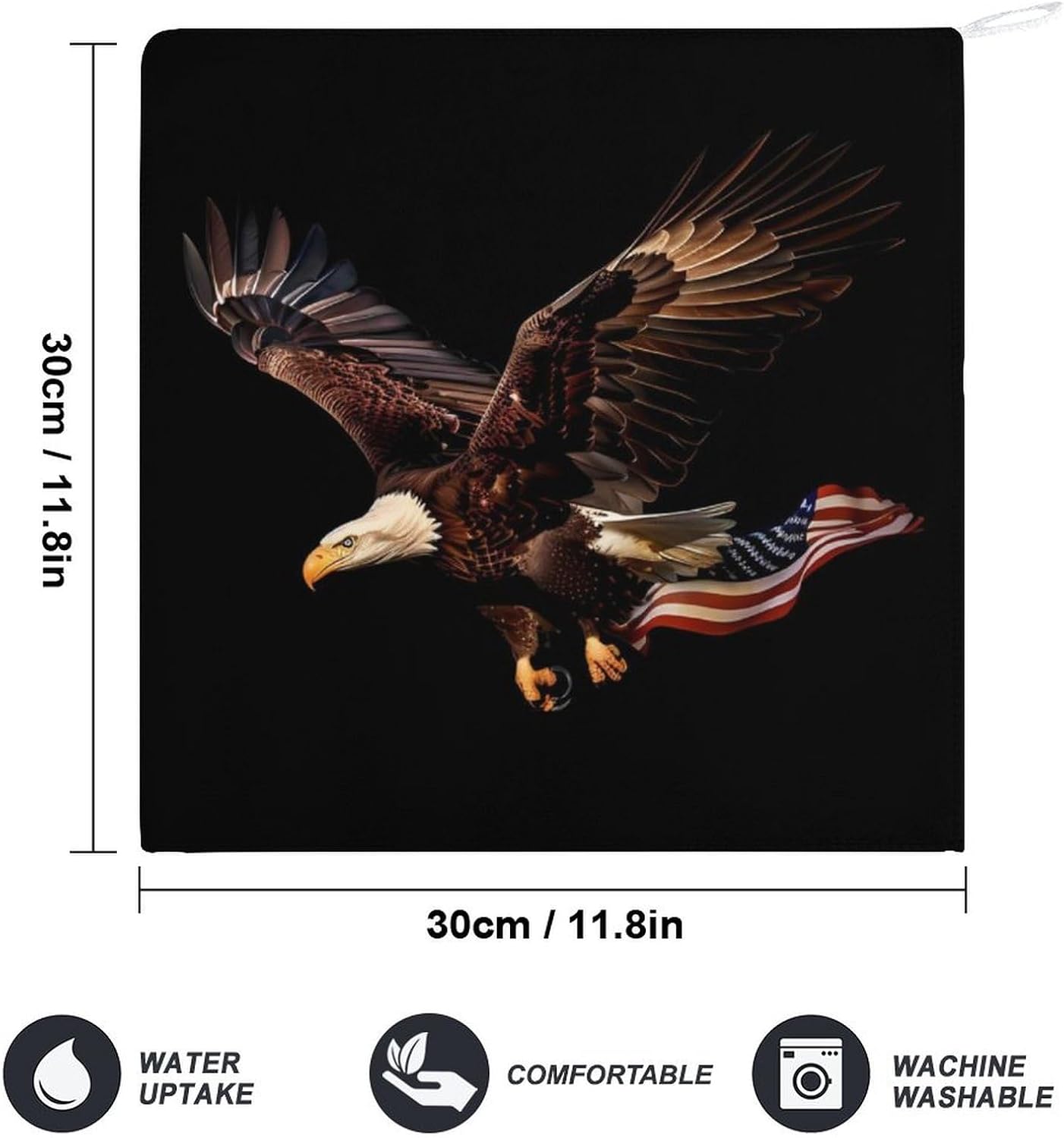 State U.S Flag Eagle Hand Towels for Bathroom Kitchen Towels Small Towel Handkerchiefs with Hanging Loop 4PCS