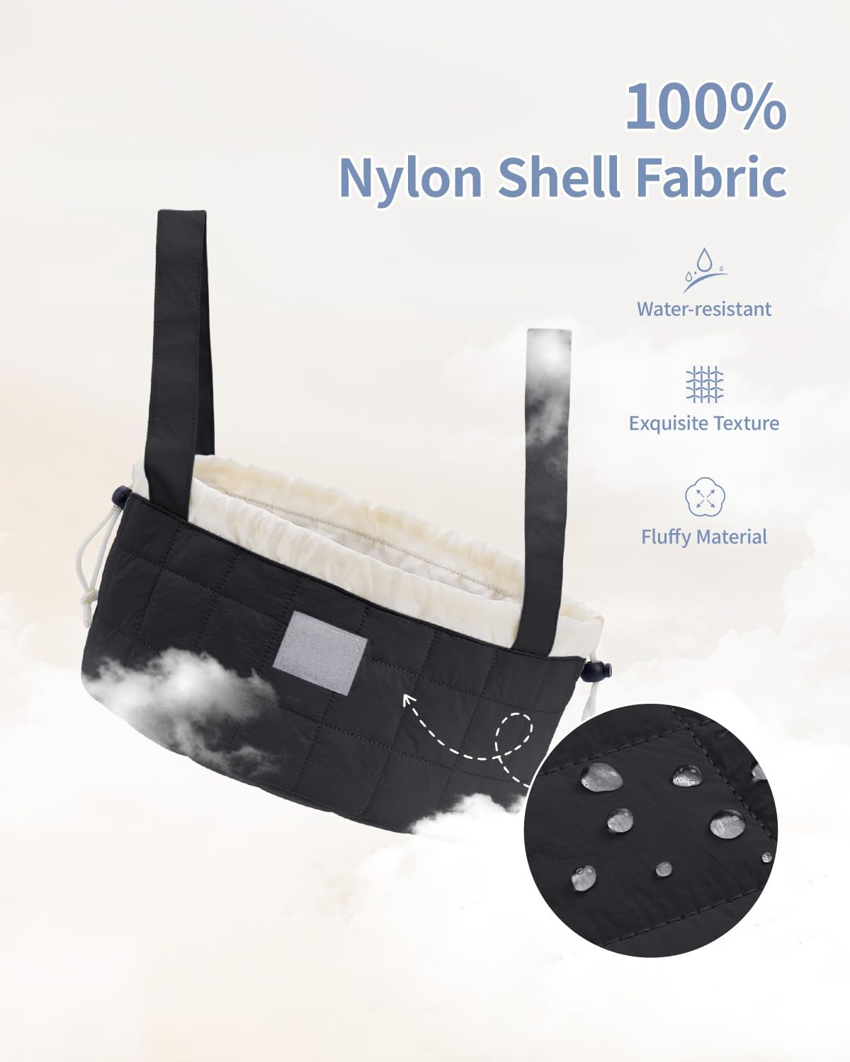 Narwey Quilted Drawstring Makeup Bag, Large Cosmetic Bag Make up Bags Toiletry Bag Travel Bags for Toiletries Organizer for Women Gift for Teen Girls (Black) (Patent) - Image 4