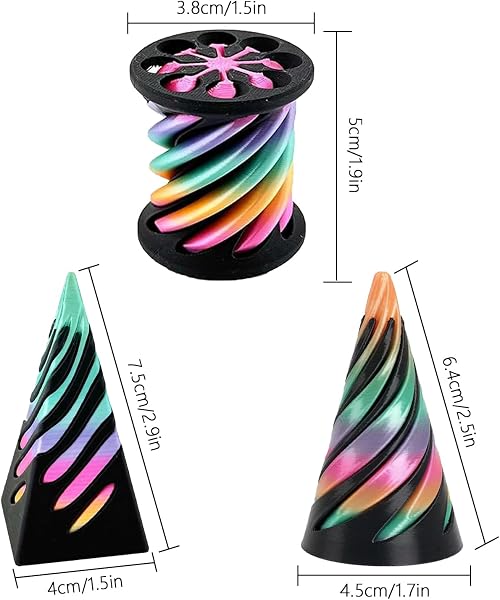 3D Imprimé Spiral Cone Fidget Toy, 3 Pcs Jouet de Cône en Spirale, Jouets Sensoriels pour Enfants Préoccupation, Jouets Anti-Stress, Couleur - 2