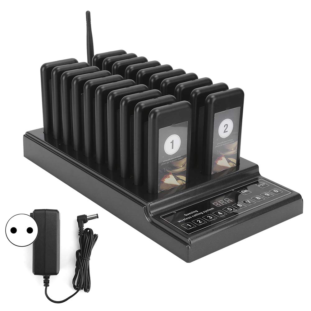 ASHATA de Llamadas,Recargables Portátil Inalámbrico 999 Canal de Localización de Invitados para Hospital Restaurante Almacén Tienda(Negro)
