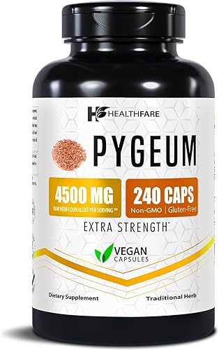 Healthfare Suplemento Pygeum, 4500 mg | 240 cápsulas veganas | Extracto de corteza ultra estandarizado | Suplemento de hierbas | Sin OMG y sin