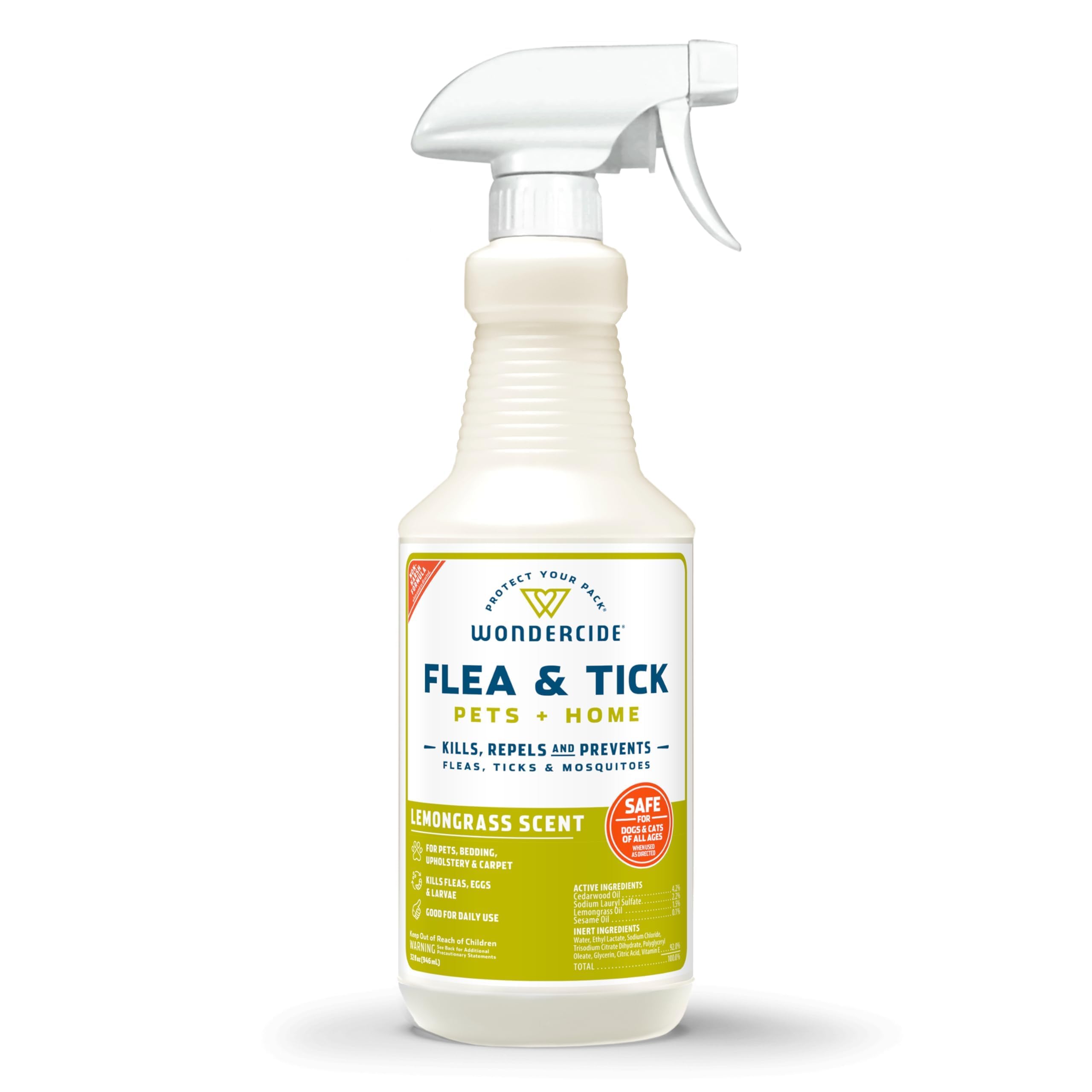 Wondercide - Flea Tick &amp; Mosquito Spray for Pets &amp; Home - Lemongrass 32 oz